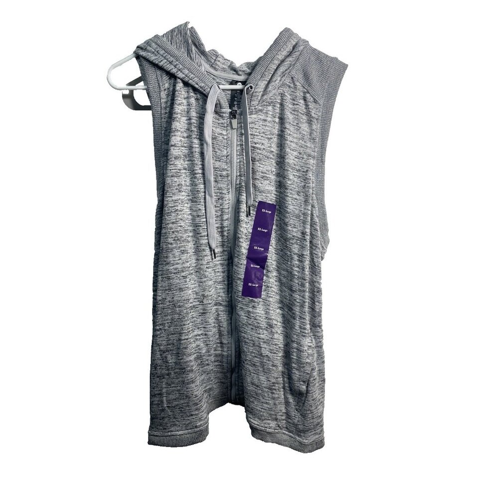 active life womens gray heather sleeveless zip up hooded vest size XXL 2XL